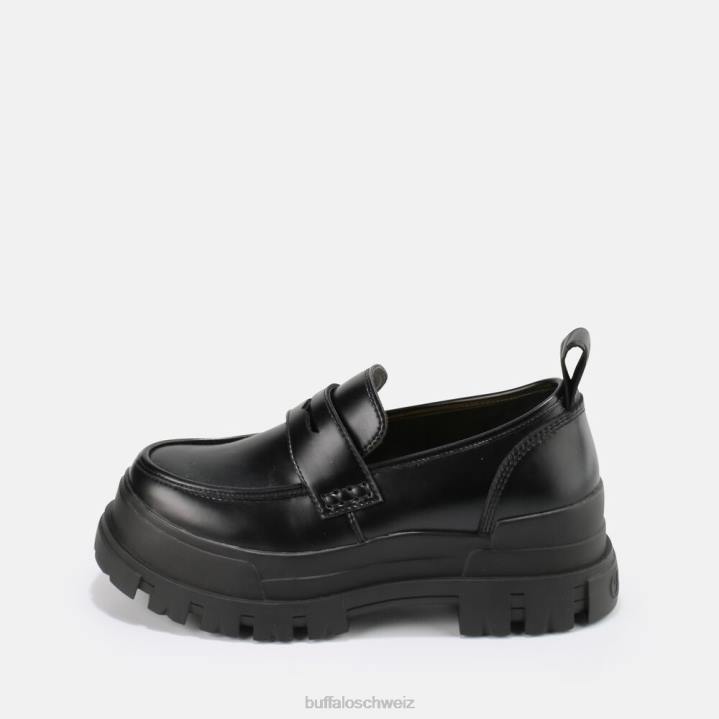 Buffalo Aspha Loafer-Schuh flach aus veganem Nappaleder 846Z665 Schwarz|Slipper