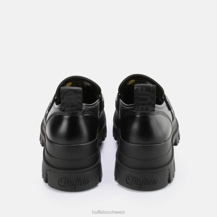 Buffalo Aspha Loafer-Schuh flach aus veganem Nappaleder 846Z665 Schwarz|Slipper