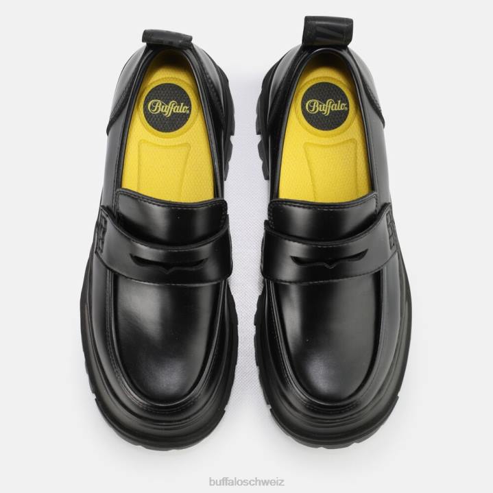 Buffalo Aspha Loafer-Schuh flach aus veganem Nappaleder 846Z665 Schwarz|Slipper