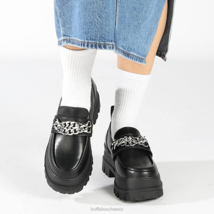 Buffalo Aspha Loafer Tc Loafer vegan 846Z427 schwarzes Silber|Slipper