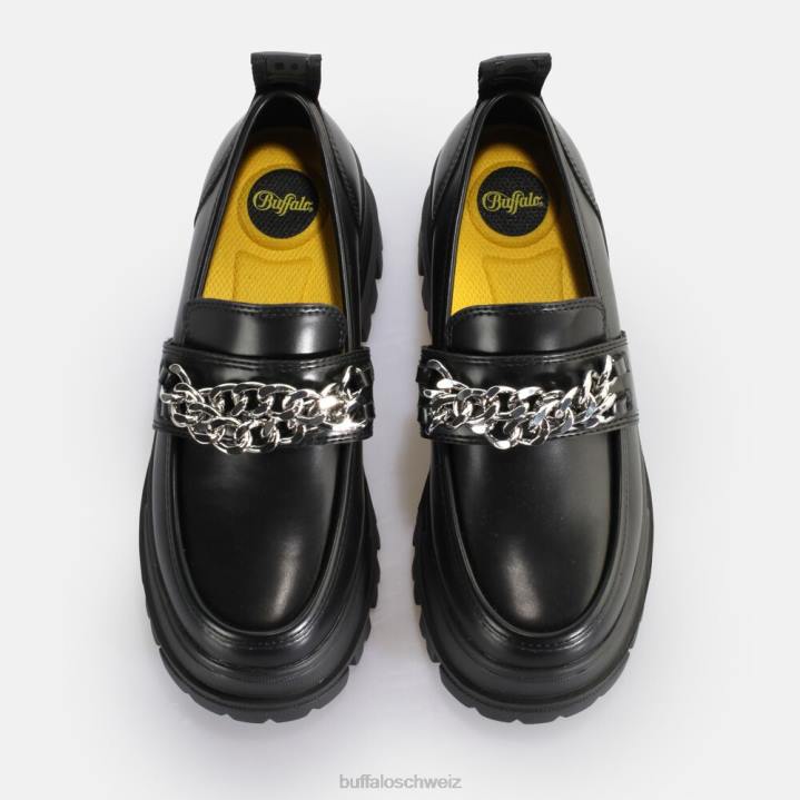 Buffalo Aspha Loafer Tc Loafer vegan 846Z427 schwarzes Silber|Slipper