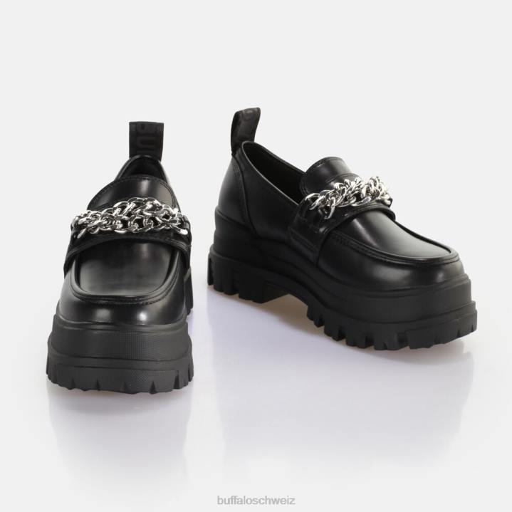 Buffalo Aspha Loafer Tc Loafer vegan 846Z427 schwarzes Silber|Slipper