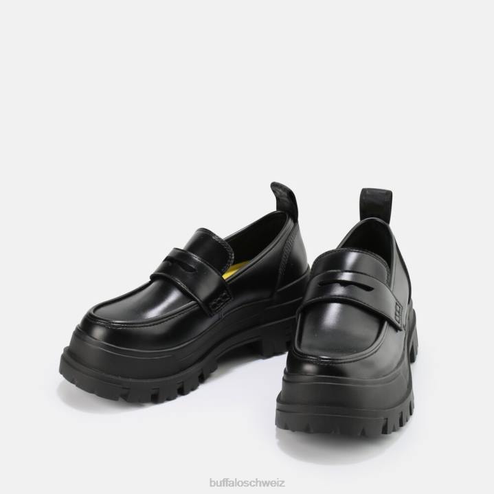 Buffalo Aspha Loafer aus veganem Nappaleder 846Z240 Schwarz|Slipper