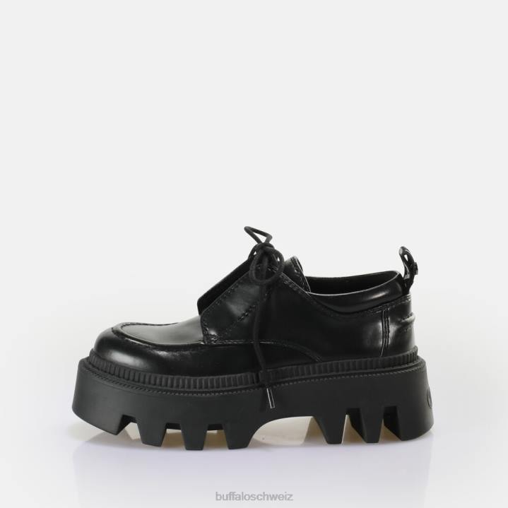 Buffalo Flora Laceup Lo veganer Loafer 846Z694 Schwarz|Slipper