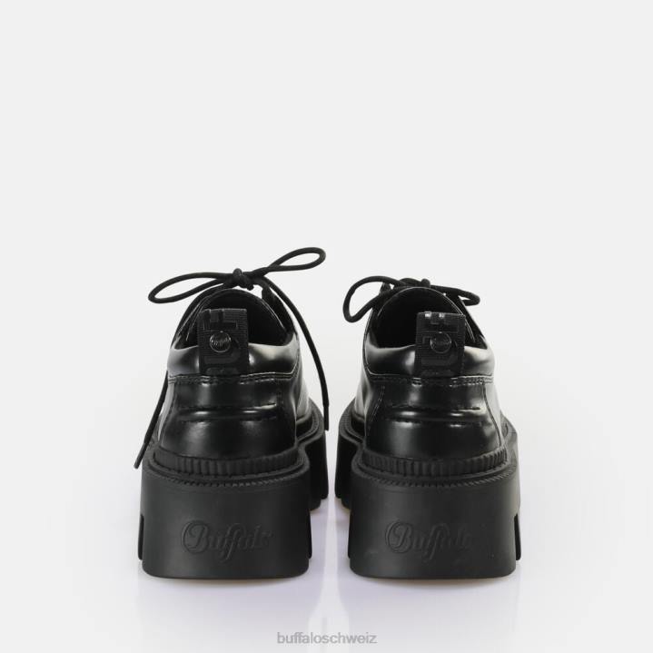 Buffalo Flora Laceup Lo veganer Loafer 846Z694 Schwarz|Slipper