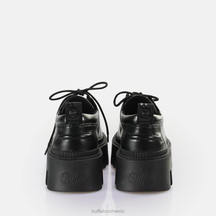 Buffalo Flora Laceup Lo veganer Loafer 846Z766 Schwarz|Slipper