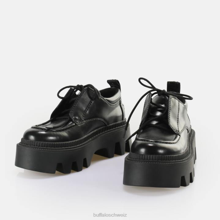 Buffalo Flora Laceup Lo veganer Loafer 846Z766 Schwarz|Slipper