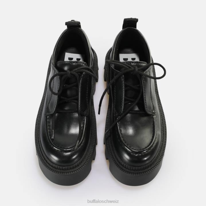 Buffalo Flora Laceup Lo veganer Loafer 846Z766 Schwarz|Slipper