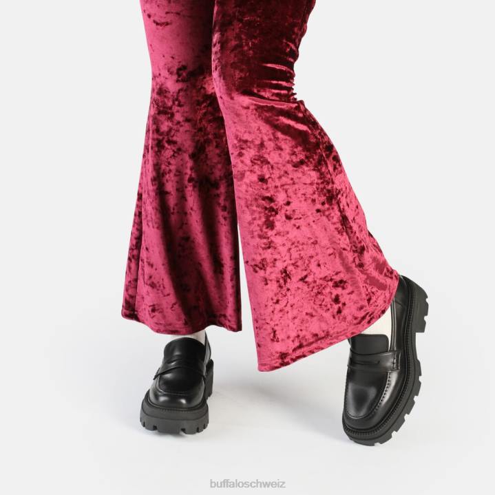 Buffalo quadratischer Loafer-Schuh 846Z742 Schwarz|Slipper