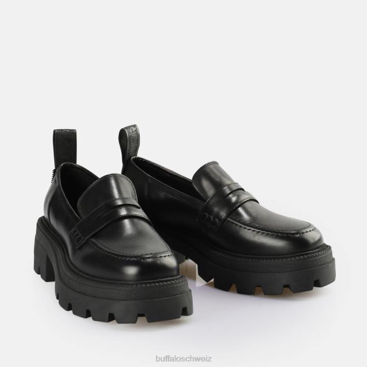 Buffalo quadratischer Loafer-Schuh 846Z742 Schwarz|Slipper