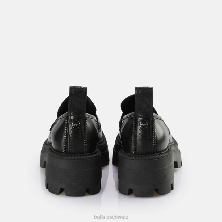 Buffalo quadratischer Loafer-Schuh 846Z742 Schwarz|Slipper