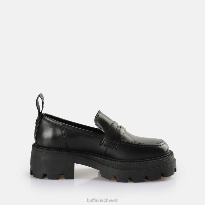 Buffalo quadratischer Loafer-Schuh 846Z742 Schwarz|Slipper