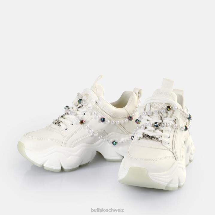 Buffalo Binär-Charm-Sneaker niedrig, vegan 846Z817 Perlweiss|Turnschuhe