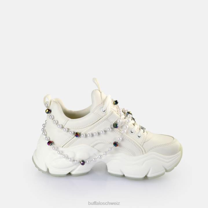 Buffalo Binär-Charm-Sneaker niedrig, vegan 846Z817 Perlweiss|Turnschuhe