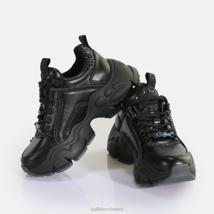 Buffalo Binärer Glam-Sneaker, Sneaker Low, vegan 846Z421 Schwarz|Turnschuhe