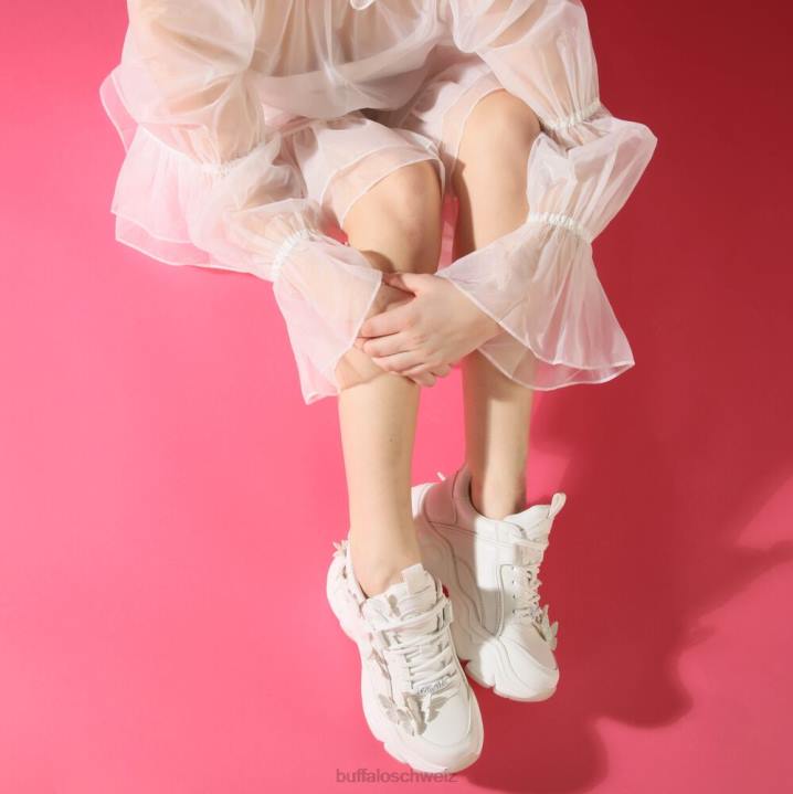 Buffalo Binary Butterfly Sneakers Low vegan 846Z43 weiß/Meerjungfrau|Turnschuhe