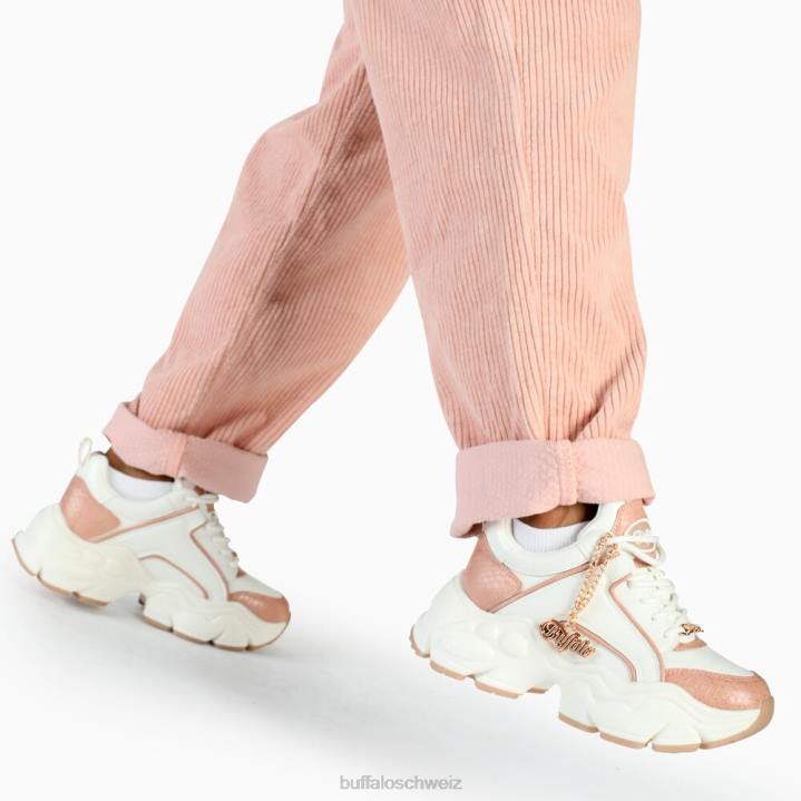 Buffalo Binary Glam Sneaker Low vegan 846Z320 weiß/hellrosa|Turnschuhe
