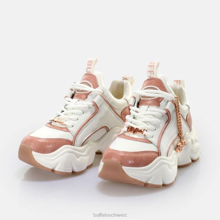Buffalo Binary Glam Sneaker Low vegan 846Z320 weiß/hellrosa|Turnschuhe