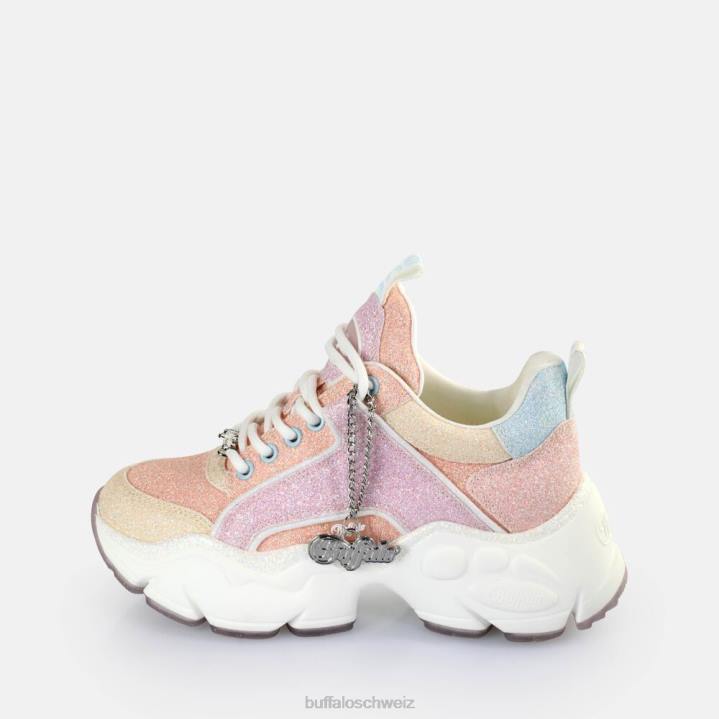 Buffalo Binary Glam Sneakers Low Vegan 846Z324 Pfirsich-Multi|Turnschuhe