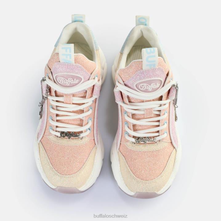 Buffalo Binary Glam Sneakers Low Vegan 846Z324 Pfirsich-Multi|Turnschuhe