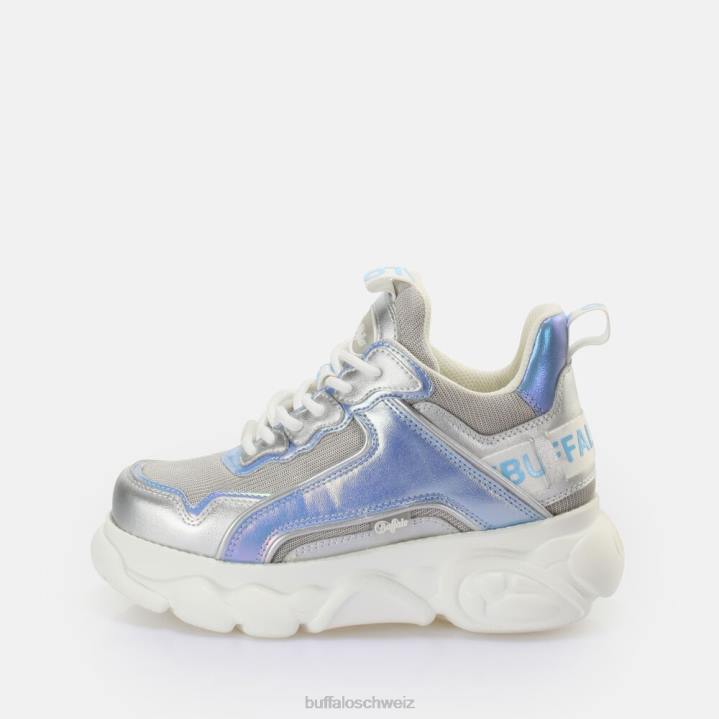 Buffalo CLD Chai Sneaker Low vegan 846Z767 Silber Blau|Turnschuhe