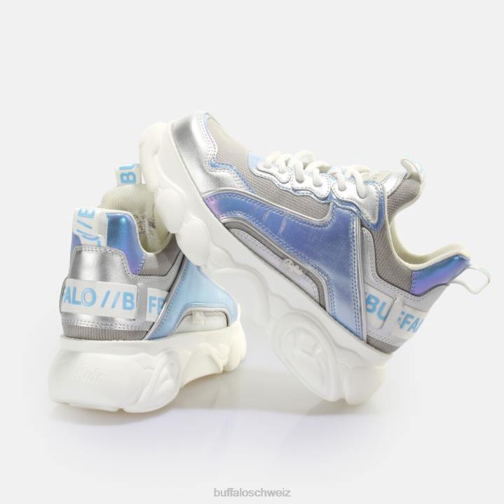Buffalo CLD Chai Sneaker Low vegan 846Z767 Silber Blau|Turnschuhe