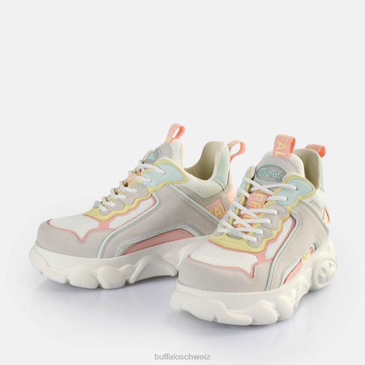 Buffalo CLD Chai Sneakers Low vegan 846Z72 creme/rosa/mintgrün|Turnschuhe