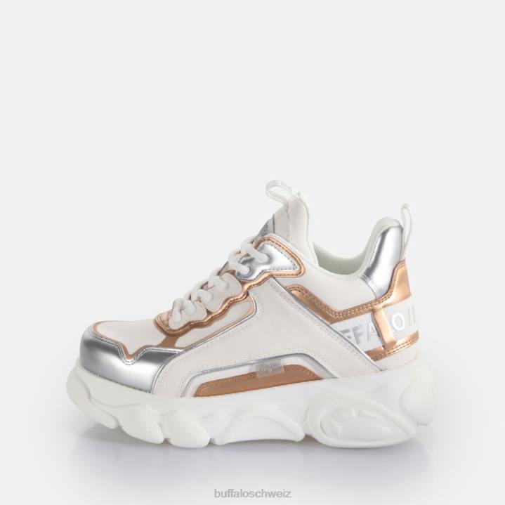 Buffalo CLD Chai Trainer Low vegan 846Z77 weiß/silber/gold|Turnschuhe