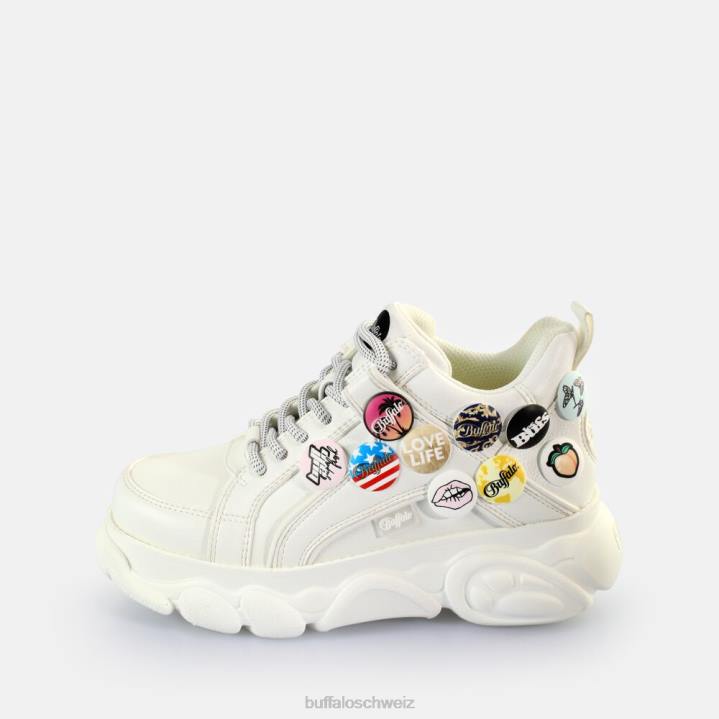 Buffalo CLD Corin Button Sneakers Low vegan 846Z143 Weiss|Turnschuhe