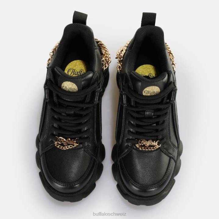 Buffalo CLD Corin Chain 2.0 Sneaker Low vegan 846Z591 schwarzes Gold|Turnschuhe