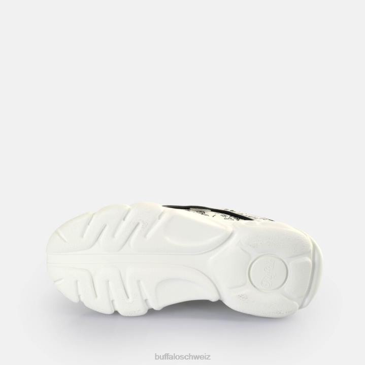 Buffalo CLD Corin Graffiti-Sneaker niedrig vegan 846Z140 weiß schwarz|Turnschuhe