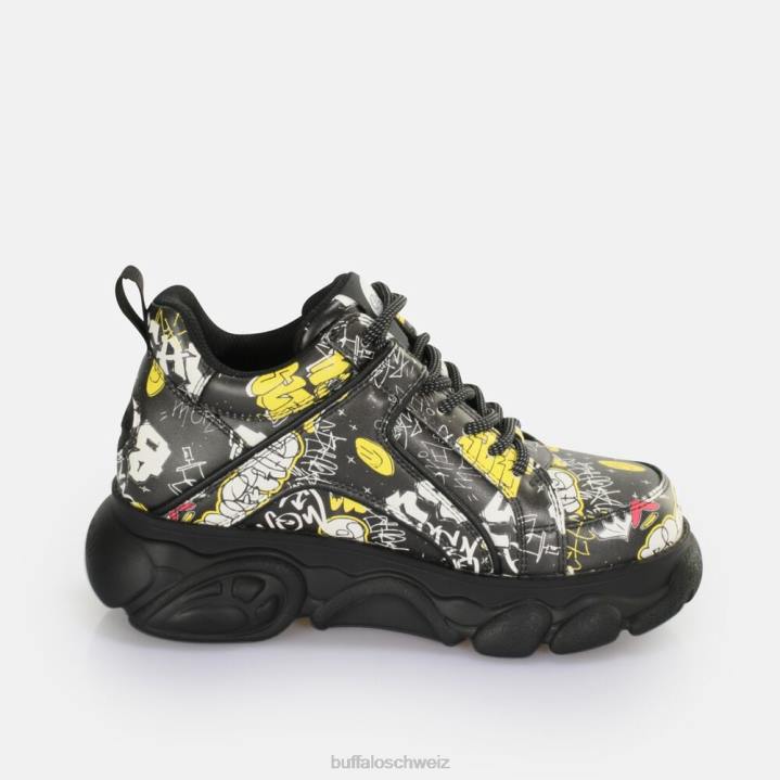 Buffalo CLD Corin Sneaker Low vegan 846Z209 Graffiti schwarz|Turnschuhe