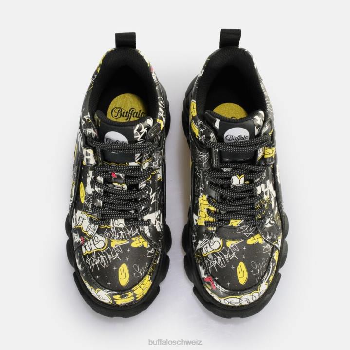 Buffalo CLD Corin Sneaker Low vegan 846Z209 Graffiti schwarz|Turnschuhe