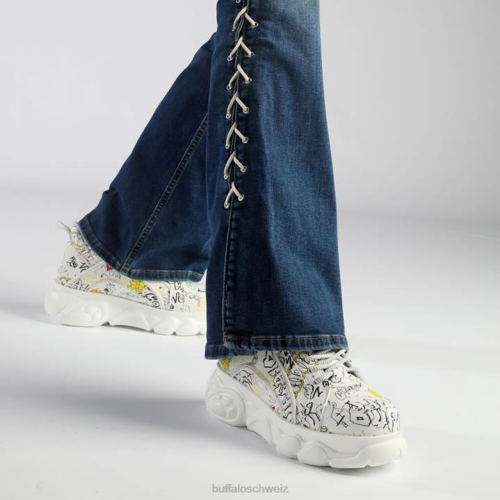 Buffalo CLD Corin Sneaker Low vegan 846Z210 Graffiti weiß|Turnschuhe