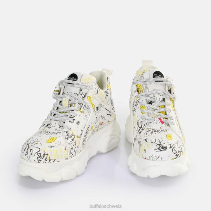 Buffalo CLD Corin Sneaker Low vegan 846Z210 Graffiti weiß|Turnschuhe