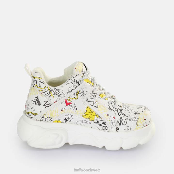 Buffalo CLD Corin Sneaker Low vegan 846Z210 Graffiti weiß|Turnschuhe