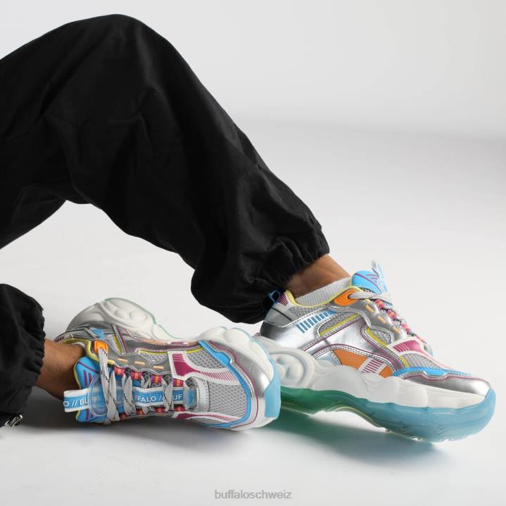 Buffalo CLD Run Jog Sneakers Low vegan 846Z238 silber/lila|Turnschuhe