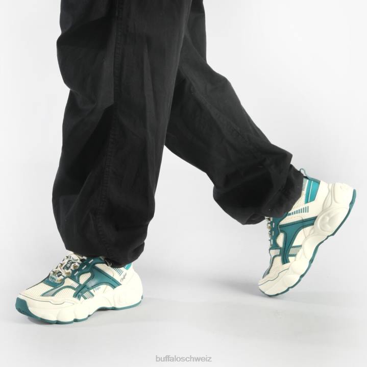 Buffalo CLD Run Jog Sneakers Low vegan 846Z912 creme/grün|Turnschuhe