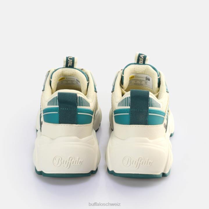 Buffalo CLD Run Jog Sneakers Low vegan 846Z912 creme/grün|Turnschuhe