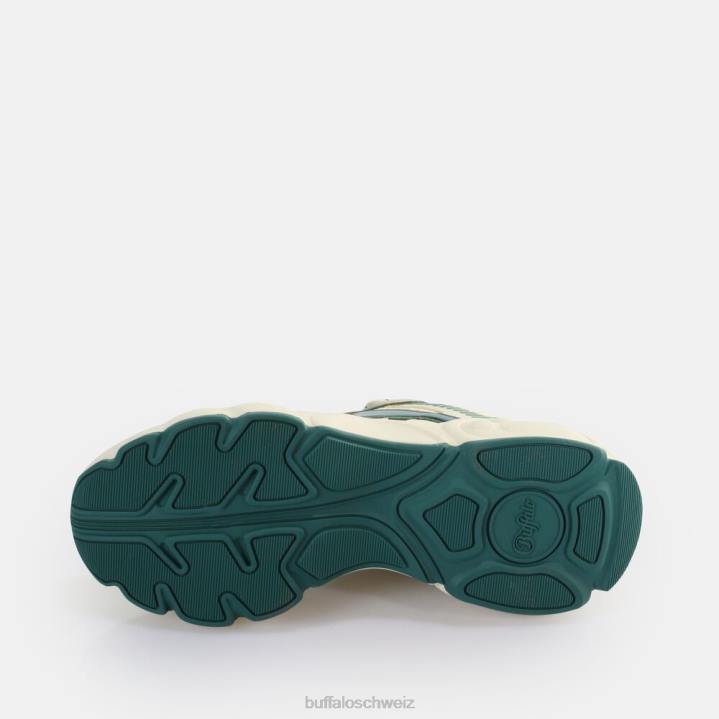 Buffalo CLD Run Jog Sneakers Low vegan 846Z912 creme/grün|Turnschuhe