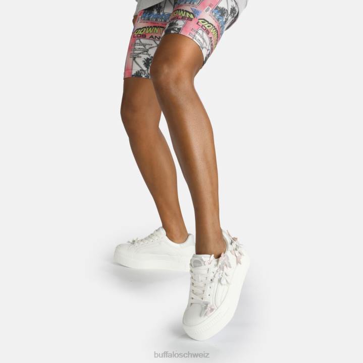 Buffalo Paar Schmetterlinge Sneaker Low vegan 846Z32 Weiss|Turnschuhe