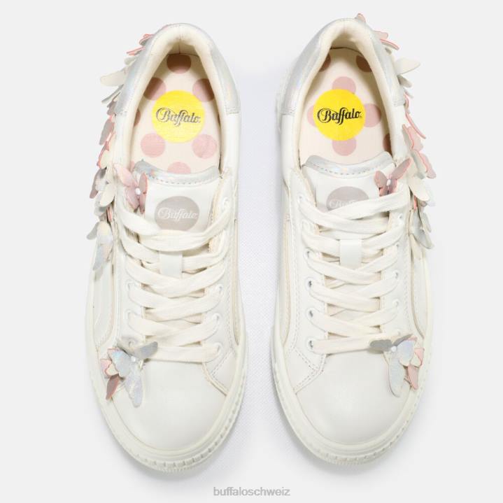 Buffalo Paar Schmetterlinge Sneaker Low vegan 846Z32 Weiss|Turnschuhe