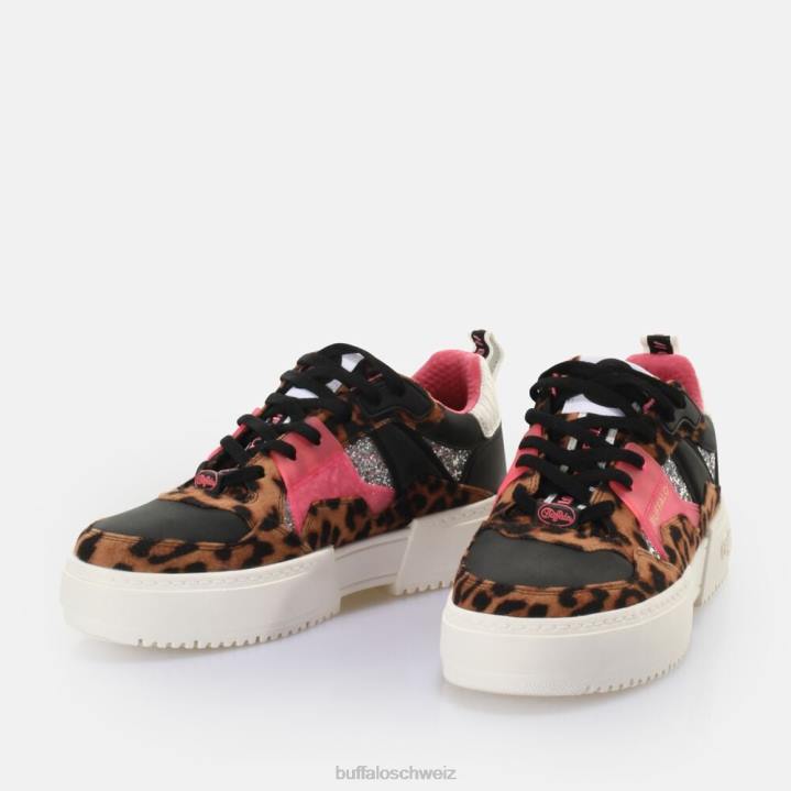Buffalo RSE V2 Sneaker Low vegan 846Z651 Leo/Schwarz/Rosa|Turnschuhe