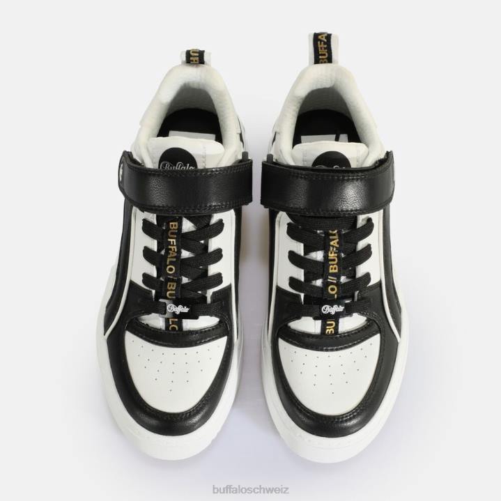 Buffalo RSE Velc Sneaker Low vegan 846Z570 weiß schwarz|Turnschuhe