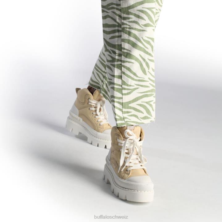Buffalo Raven Laceup Mid Sneaker High vegan 846Z655 Creme|Turnschuhe