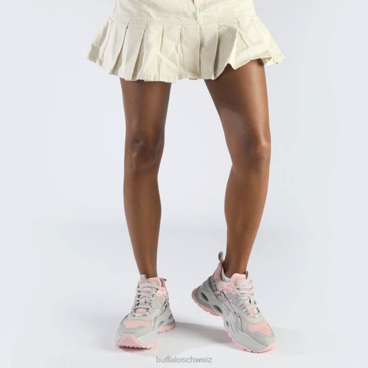 Buffalo Triplet Hollow Sneaker Low vegan 846Z125 grau/rosa|Turnschuhe