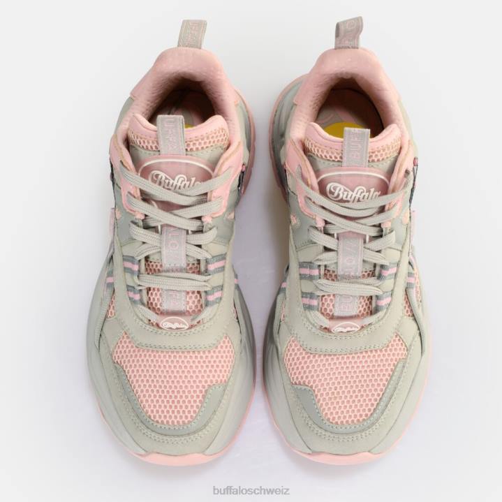Buffalo Triplet Hollow Sneaker Low vegan 846Z125 grau/rosa|Turnschuhe