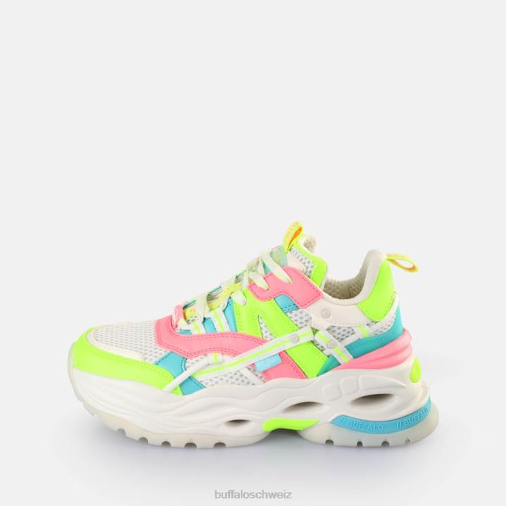 Buffalo Triplet Hollow Sneakers Low vegan 846Z128 Weiß/Neon-Mehrfarben|Turnschuhe