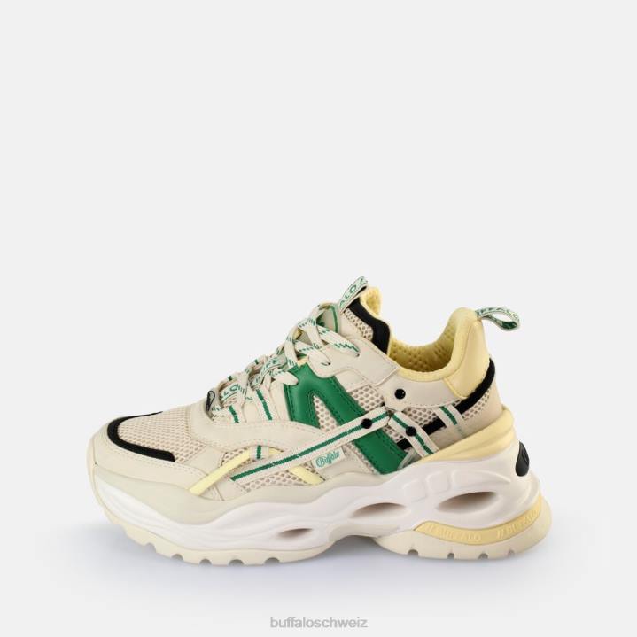 Buffalo Triplet Hollow Sneakers Low vegan 846Z17 creme/grün|Turnschuhe