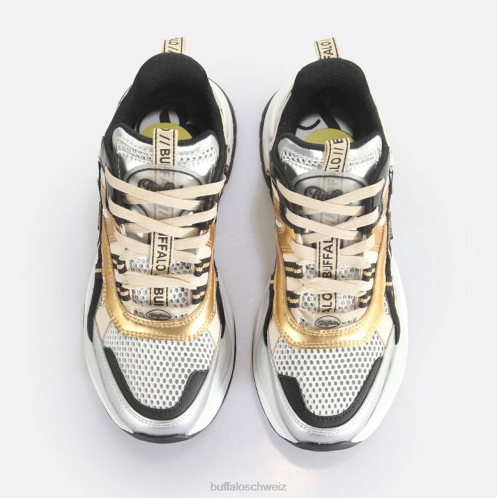 Buffalo Triplet Hollow Trainer Low vegan 846Z129 Gold/Silber/Schwarz|Turnschuhe